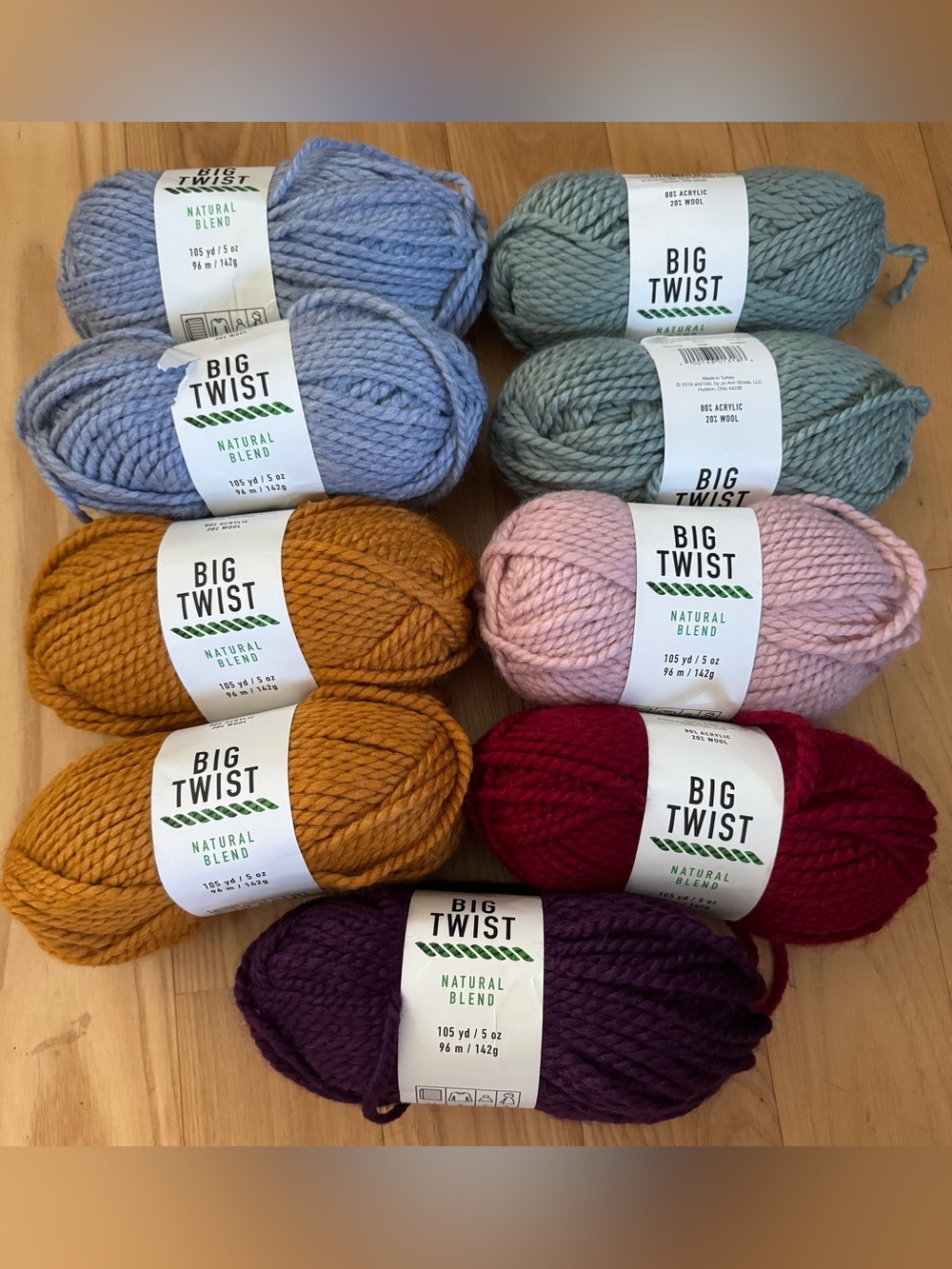 Big Twist Natural Blend Yarn Lot 9 Skeins Wool Super Bulky Discontinued